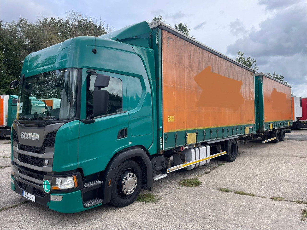 Scania G450 Pritsche+Plane/ANHÄNGER/KOTSCHENREUTHER - Камион с брезент: снимка 2 Scania G450 Pritsche+Plane/ANHÄNGER/KOTSCHENREUTHER - Камион с брезент: снимка 2