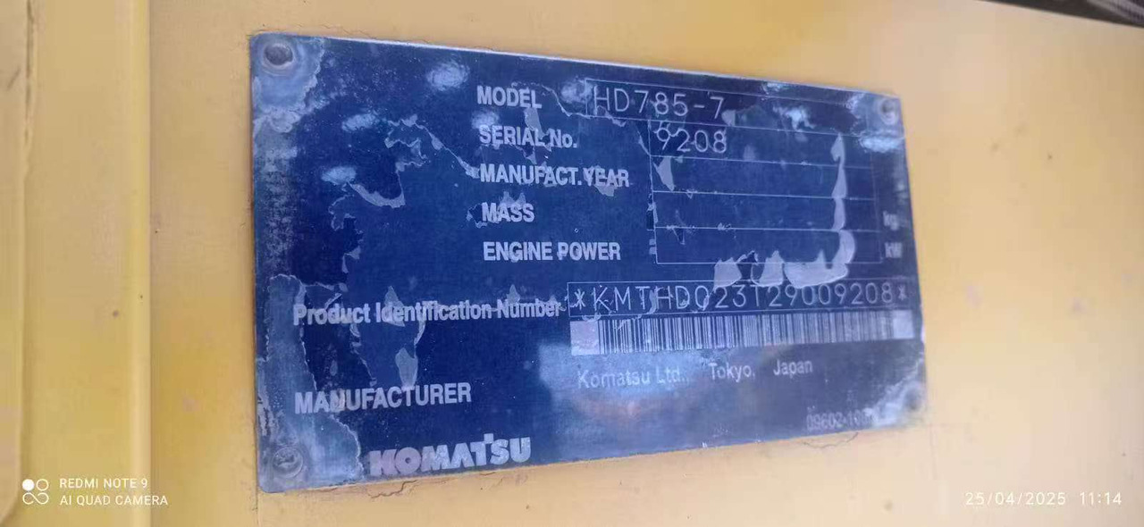 KOMATSU HD785-7 - Кариерен самосвал: снимка 2 KOMATSU HD785-7 - Кариерен самосвал: снимка 2