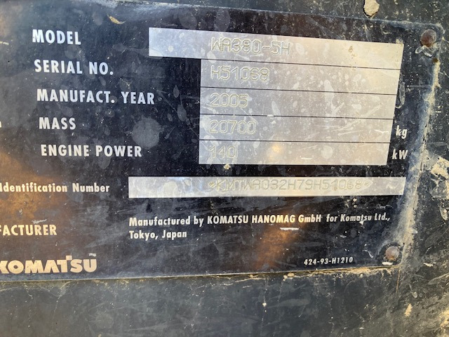 CHARGEUSE SUR PNEUS KOMATSU WA 380-5H - Колесен товарач: снимка 1 CHARGEUSE SUR PNEUS KOMATSU WA 380-5H - Колесен товарач: снимка 1