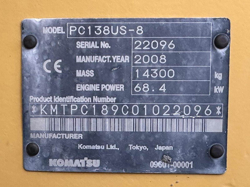 Багер Komatsu PC138US-8: снимка 17
