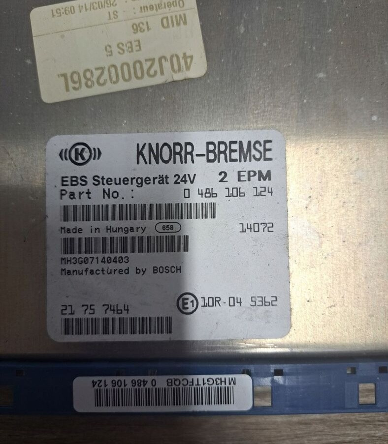 Knorr-Bremse STEROWNIK EBS RENAULT MIDLUM GAMA D VOLVO FL EURO6 - Блок за управление за Камион: снимка 1 Knorr-Bremse STEROWNIK EBS RENAULT MIDLUM GAMA D VOLVO FL EURO6 - Блок за управление за Камион: снимка 1