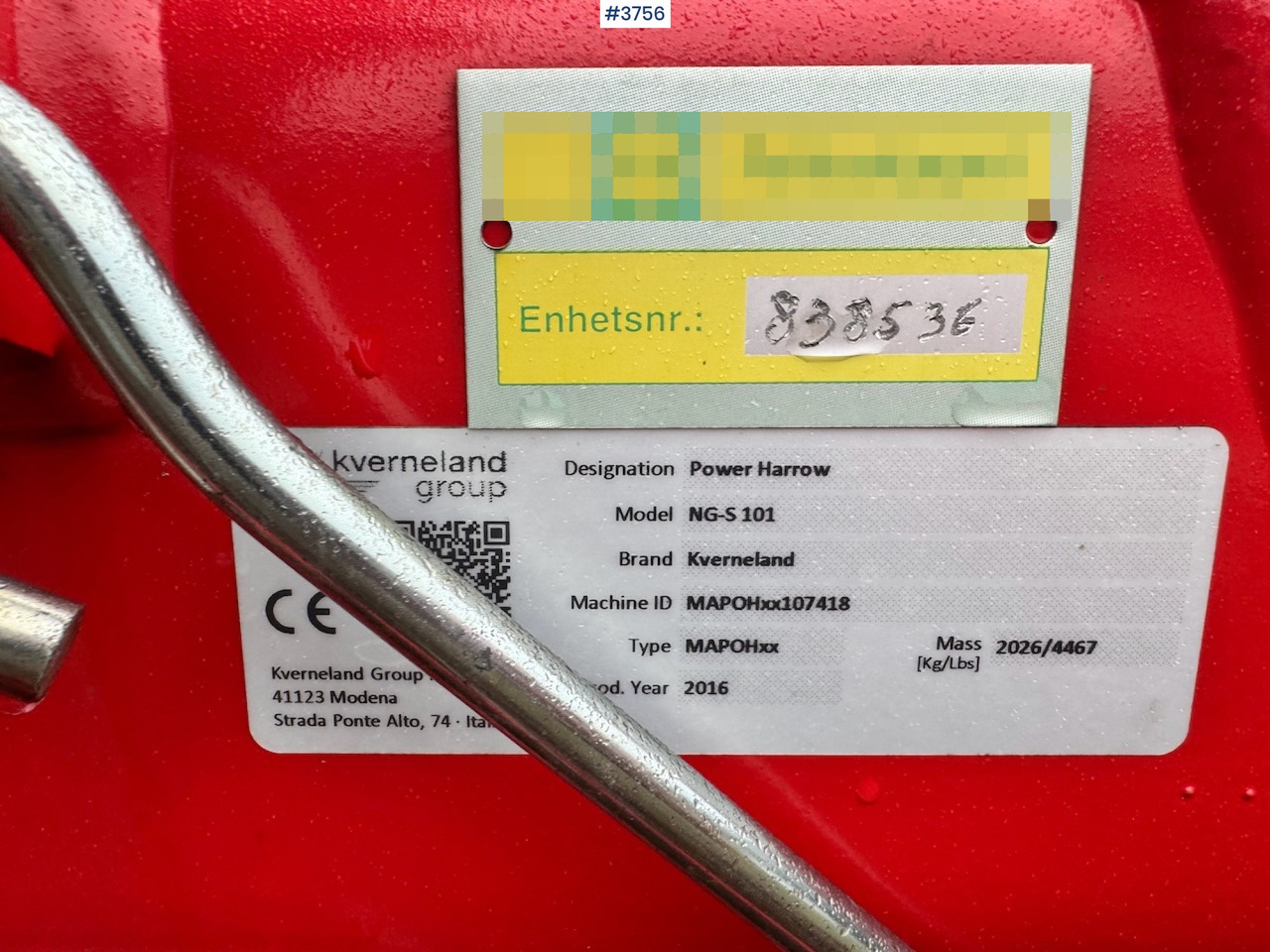 Лизинг на  2016 Kverneland NG-S 101 rotary harrow w/ frontkit. 2016 Kverneland NG-S 101 rotary harrow w/ frontkit.: снимка 7