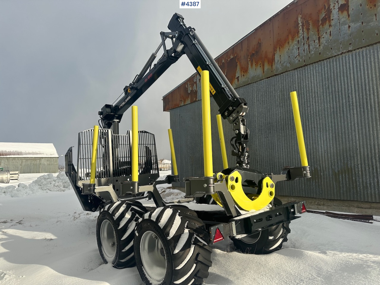 2023 Palms u12 timber trailer w/ Palms 5,85 krane. Never used. - Ремарке за дърва: снимка 1 2023 Palms u12 timber trailer w/ Palms 5,85 krane. Never used. - Ремарке за дърва: снимка 1