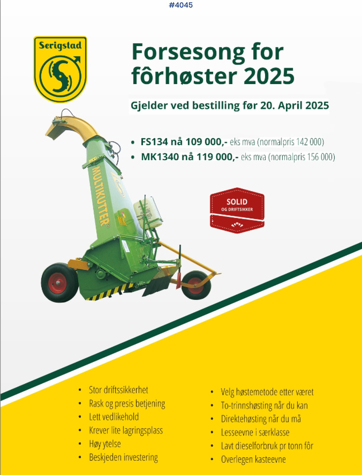 2025 Serigstad Forage harvester - Машина за сено и фураж: снимка 1 2025 Serigstad Forage harvester - Машина за сено и фураж: снимка 1