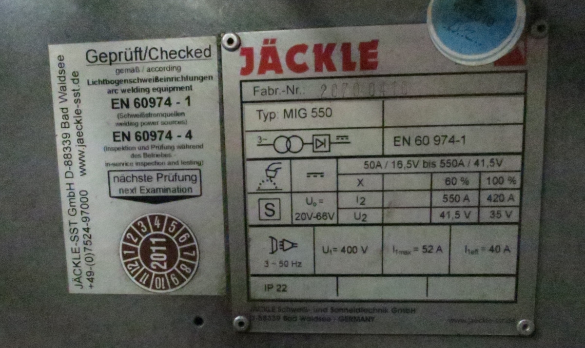 Jaeckle MIG 550 - Оборудване за заваряване: снимка 3 Jaeckle MIG 550 - Оборудване за заваряване: снимка 3