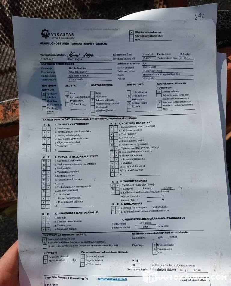 JLG 1200 SJP, Boom lift, 7,320 h, 2003, Hyvinkää - Телескопична платформа: снимка 3 JLG 1200 SJP, Boom lift, 7,320 h, 2003, Hyvinkää - Телескопична платформа: снимка 3