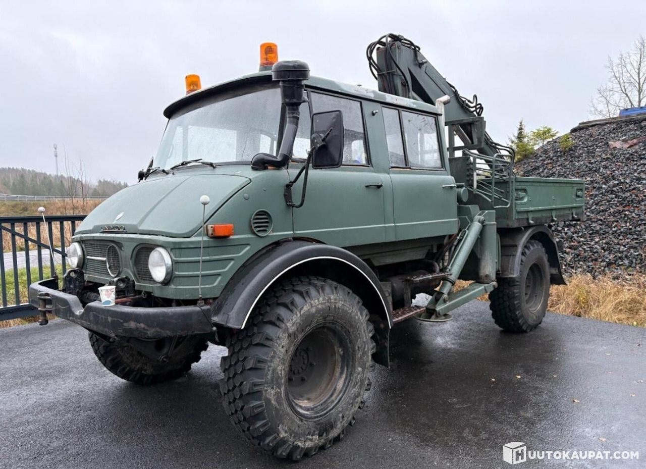 Mercedes-Benz UNIMOG, 5-seat cab, NUMMI crane, 1980, Vihti - Самосвал камион, Камион с кран: снимка 1 Mercedes-Benz UNIMOG, 5-seat cab, NUMMI crane, 1980, Vihti - Самосвал камион, Камион с кран: снимка 1