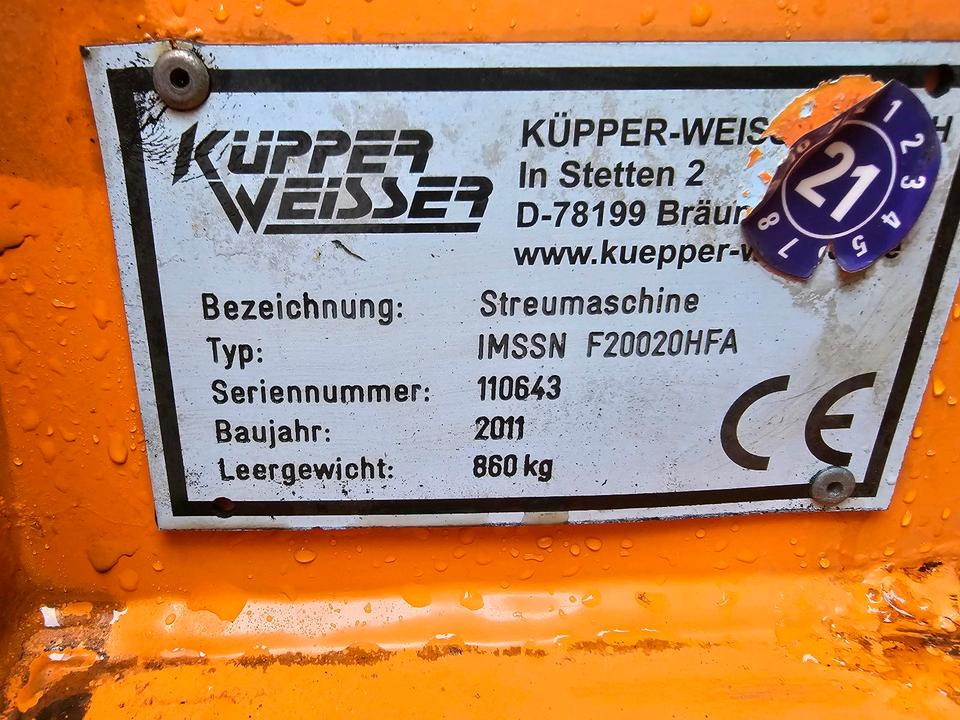 Машина за разпръскване на сол/ Пясък Küpper-Weisser IMSSM F20020HFA Salzstreuer Salzsilo Streuautomat Winterdienst Unimog 405 U300 U 400 500 530 527 423 427 318 218 ThermoMat Schmidt Stratos Mulag Parkrahmen: снимка 9