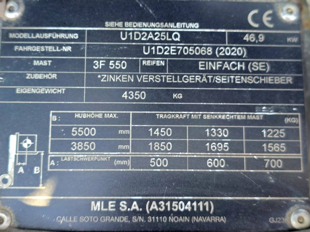 Газокар UniCarriers U1D2A25LQ DX25 1890 hrs: снимка 11
