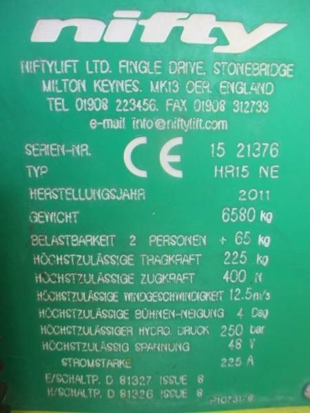 Артикулираща платформа Niftylift HR 15 N D E: снимка 14