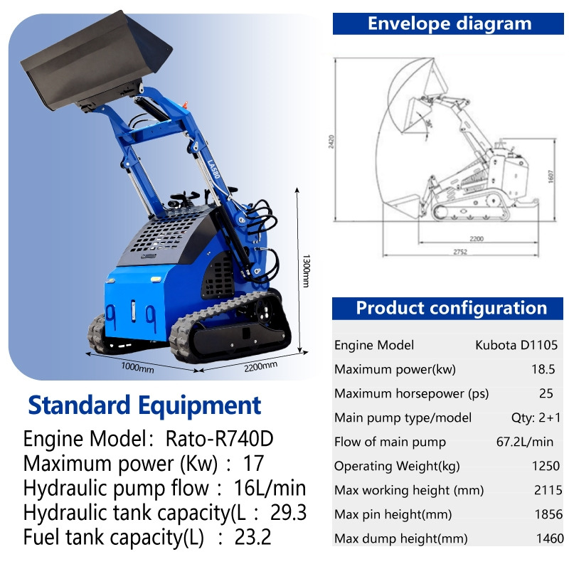 LEZUM LA380 Mini Skid Steer Loader Compact Track Diesel Cheap Mini Skid Steer Loader For Sale With Mini Skid Steer Attachments 4 In 1 Bucket - Мини челен товарач: снимка 2 LEZUM LA380 Mini Skid Steer Loader Compact Track Diesel Cheap Mini Skid Steer Loader For Sale With Mini Skid Steer Attachments 4 In 1 Bucket - Мини челен товарач: снимка 2