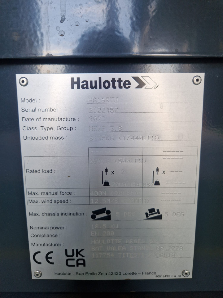 HAULOTTE HA 16 RTJ - Артикулираща платформа: снимка 5 HAULOTTE HA 16 RTJ - Артикулираща платформа: снимка 5