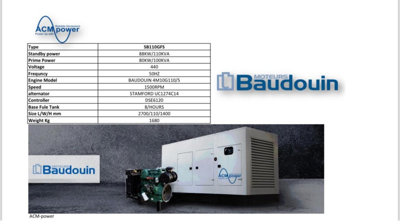 Baudouin SB110GFS - Електрогенератор: снимка 2 Baudouin SB110GFS - Електрогенератор: снимка 2