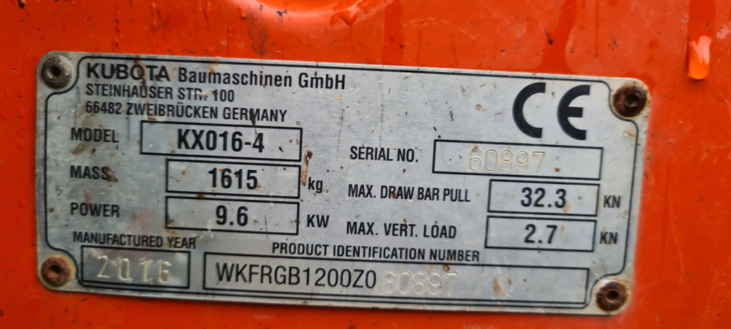 Мини багер 2016 Kubota KX016-4 Mini Digger, only 1550 hours: снимка 6