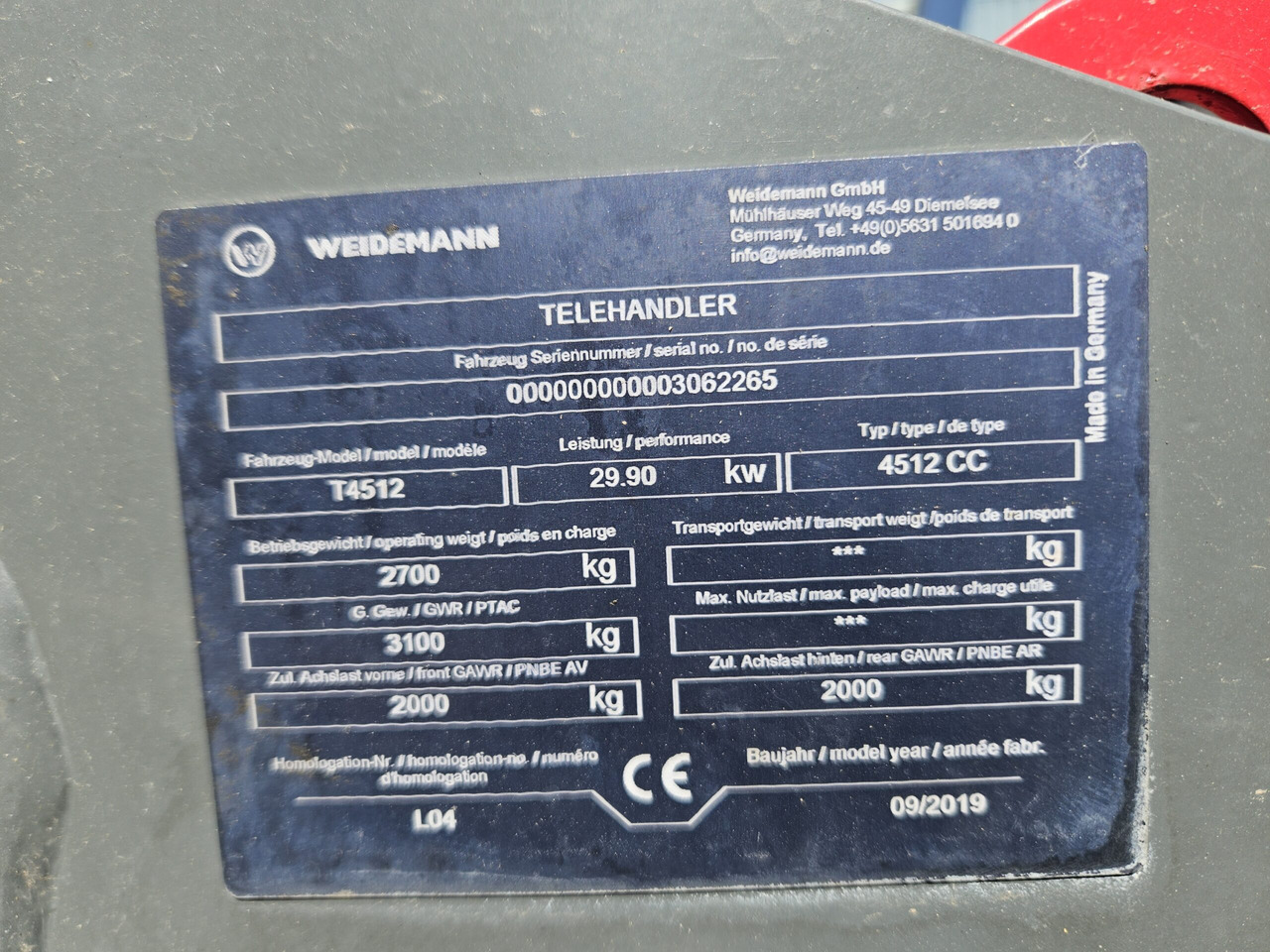 Лизинг на  2019 Weidemann 4512 Telehandler 2019 Weidemann 4512 Telehandler: снимка 9