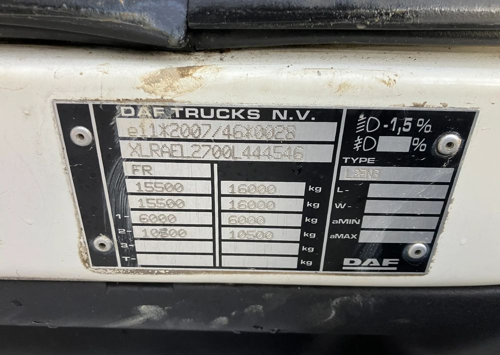 DAF Daf FL 16.250 euro 6 ramo do zabudowy - Шаси кабина: снимка 5 DAF Daf FL 16.250 euro 6 ramo do zabudowy - Шаси кабина: снимка 5