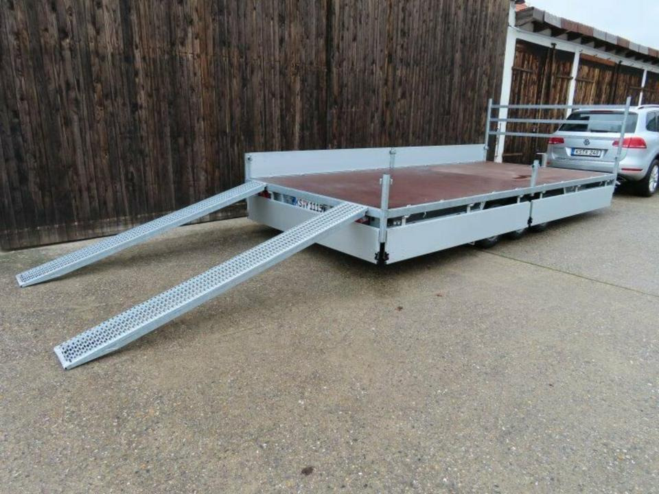 Hulco - PKW Anhänger Tridem, 3,5 to Leihanhänger Mietfahrzeug 5m - Бордово ремарке/ Платформа: снимка 1 Hulco - PKW Anhänger Tridem, 3,5 to Leihanhänger Mietfahrzeug 5m - Бордово ремарке/ Платформа: снимка 1