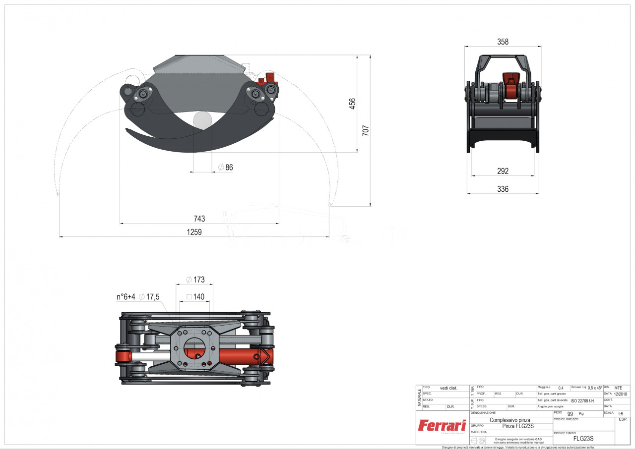 Ferrari FLG 23 XS chwytak do drewna - Грайфер: снимка 3 Ferrari FLG 23 XS chwytak do drewna - Грайфер: снимка 3