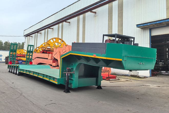 TITAN Hydraulic Extendable Low Bed Trailer for Sale in Kazakhstan - Нискорамна площадка полуремарке: снимка 1 TITAN Hydraulic Extendable Low Bed Trailer for Sale in Kazakhstan - Нискорамна площадка полуремарке: снимка 1