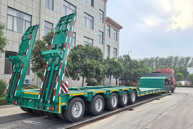 TITAN Hydraulic Extendable Low Bed Trailer for Sale in Kazakhstan - Нискорамна площадка полуремарке: снимка 3 TITAN Hydraulic Extendable Low Bed Trailer for Sale in Kazakhstan - Нискорамна площадка полуремарке: снимка 3