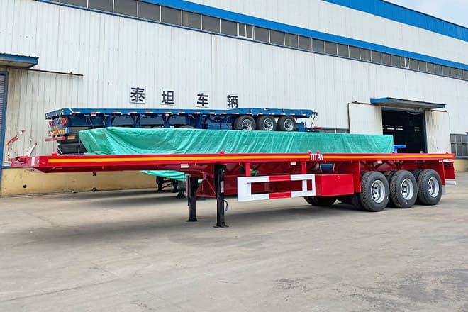 TITAN Tri Axle Flatbed Trailer for Sale Near Me in Nigeria - Бордово полуремарке/ Платформа: снимка 1 TITAN Tri Axle Flatbed Trailer for Sale Near Me in Nigeria - Бордово полуремарке/ Платформа: снимка 1