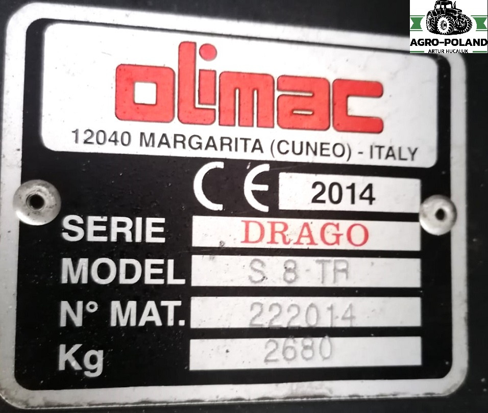 OLIMAC DRAGO S 8 TR - 8X70 - 2014 ROK - Хедер за царевица: снимка 2 OLIMAC DRAGO S 8 TR - 8X70 - 2014 ROK - Хедер за царевица: снимка 2