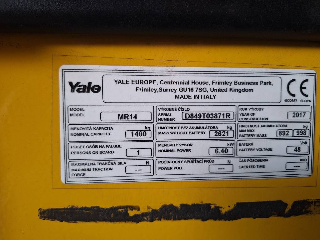 Ричтрак Yale MR 14: снимка 6 Ричтрак Yale MR 14: снимка 6