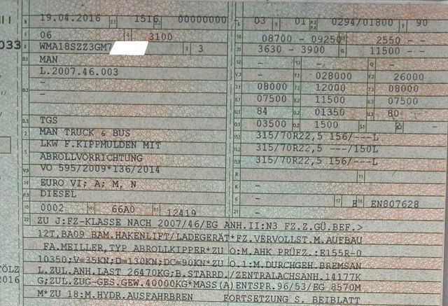 Мултилифт с кука камион MAN TGS 26.400 Meiller RK-2065/KEINE 460,440: снимка 14