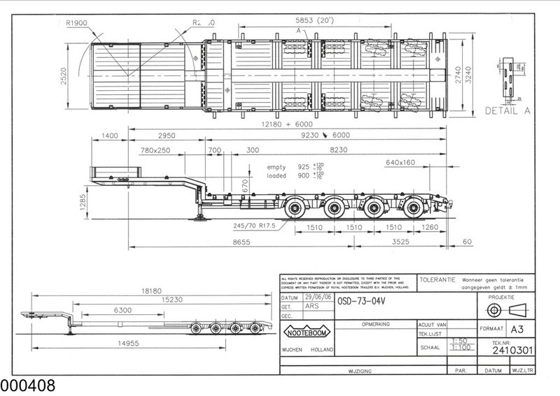Nooteboom Lowbed 19.58 Meter, Extandable, Twistlocks - Нискорамна площадка полуремарке: снимка 2 Nooteboom Lowbed 19.58 Meter, Extandable, Twistlocks - Нискорамна площадка полуремарке: снимка 2