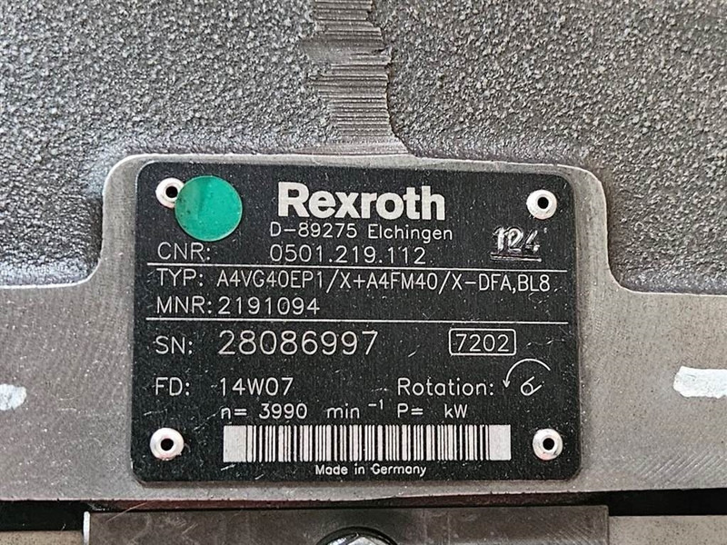Хидравлика за Строителна техника Deutz 6160TTVECCOM 1.5-Rexroth A4VG40EP1-CVT: снимка 6