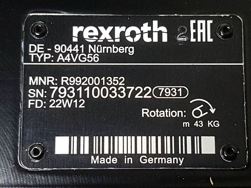 Komatsu WA95-R992001352-A4VG56DA1D2/32R-Drive pump - Хидравлика за Строителна техника: снимка 5 Komatsu WA95-R992001352-A4VG56DA1D2/32R-Drive pump - Хидравлика за Строителна техника: снимка 5