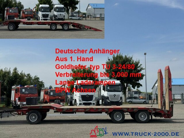 Goldhofer TU3-24/80 3 Achsen Verbreiterung bis 3m ABS/ EBS - Нискорамна площадка ремарке: снимка 1 Goldhofer TU3-24/80 3 Achsen Verbreiterung bis 3m ABS/ EBS - Нискорамна площадка ремарке: снимка 1