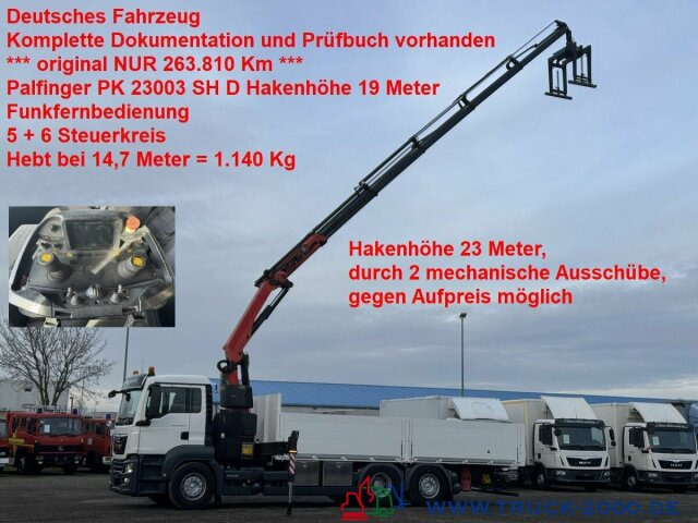 MAN TGS 26.420 Palfinger Pk23002SH 19m H.Höhe 263TKM - Камион с кран, Бордови камион: снимка 1 MAN TGS 26.420 Palfinger Pk23002SH 19m H.Höhe 263TKM - Камион с кран, Бордови камион: снимка 1