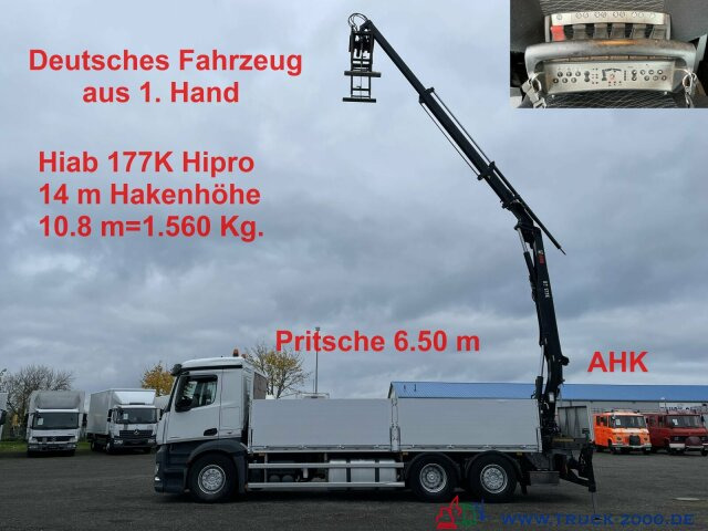 Mercedes-Benz Antos 2542 Hiab 177K HIPRO mit Funkfernbedienung - Бордови камион, Камион с кран: снимка 1 Mercedes-Benz Antos 2542 Hiab 177K HIPRO mit Funkfernbedienung - Бордови камион, Камион с кран: снимка 1