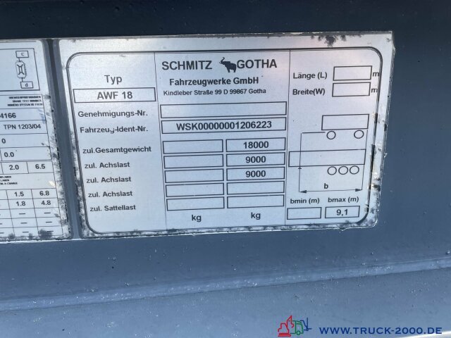 Schmitz Cargobull AWF 18 BDF SAF Achsen Scheibenbremsen - Контейнеровоз/ Сменна каросерия ремарке: снимка 4 Schmitz Cargobull AWF 18 BDF SAF Achsen Scheibenbremsen - Контейнеровоз/ Сменна каросерия ремарке: снимка 4
