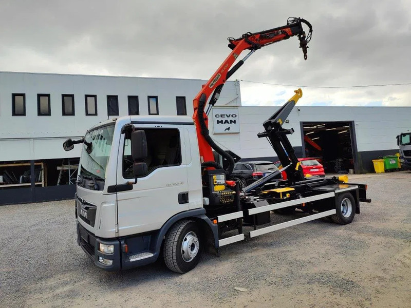 MAN TGL 12.250 Containersysteem Jimeca met kraan Palfinger PK4501 - Мултилифт с кука камион, Камион с кран: снимка 1 MAN TGL 12.250 Containersysteem Jimeca met kraan Palfinger PK4501 - Мултилифт с кука камион, Камион с кран: снимка 1