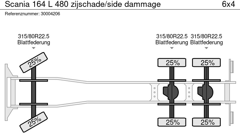 Шаси кабина Scania 164 L 480 zijschade/side dammage: снимка 6