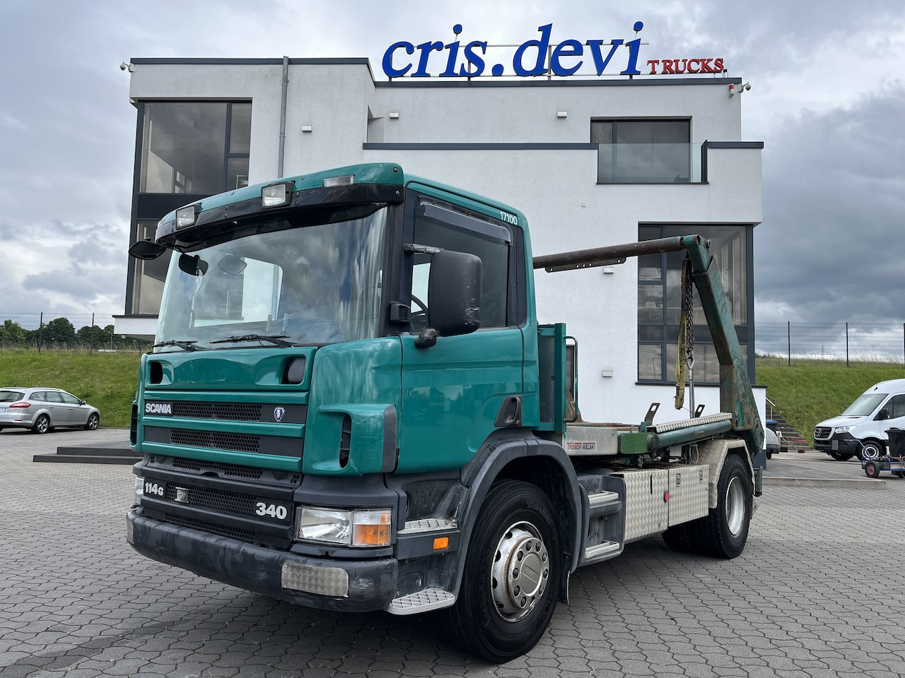 Scania P114 340 4x2 Trösch Absetzkipper Retarder AHK - Мултилифт за контейнери камион: снимка 1 Scania P114 340 4x2 Trösch Absetzkipper Retarder AHK - Мултилифт за контейнери камион: снимка 1