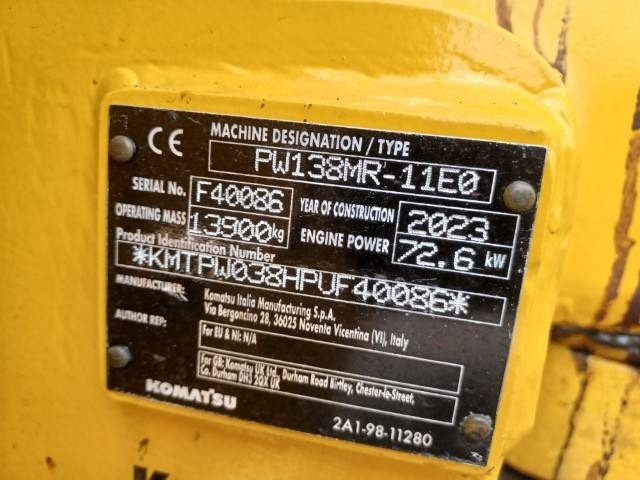 Komatsu PW138MR-11E0 - Колесен багер: снимка 2 Komatsu PW138MR-11E0 - Колесен багер: снимка 2