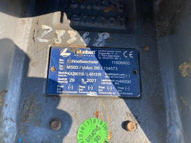 Lehnhoff (99002640) mech. SW Lehnhoff MS 03 - Бързо сменник за Строителна техника: снимка 1 Lehnhoff (99002640) mech. SW Lehnhoff MS 03 - Бързо сменник за Строителна техника: снимка 1