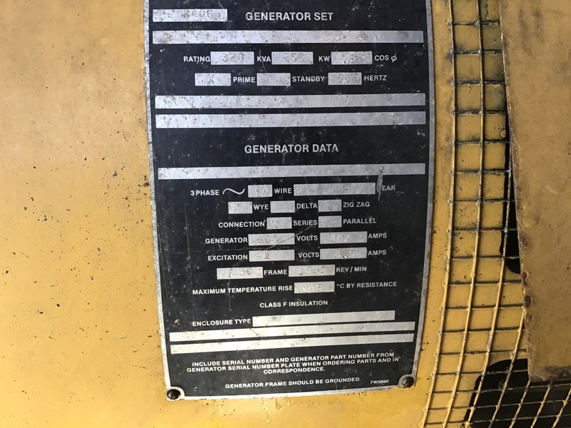 Електрогенератор Caterpillar 3406B GENERATOR 320 KVA USED: снимка 12