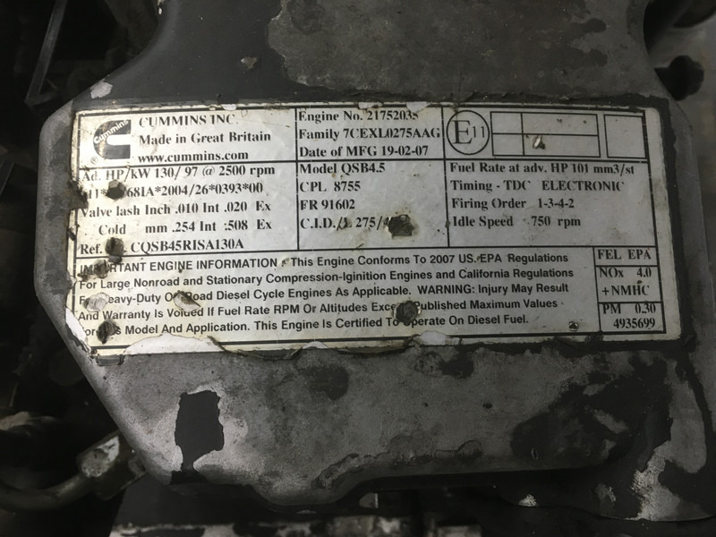 Строителна техника Cummins QSB4.5 CPL8755 COMMONRAIL FOR PARTS: снимка 6