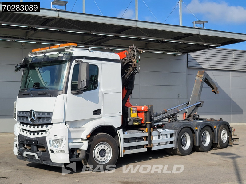 Мултилифт с кука камион, Камион с кран Mercedes-Benz Actros 3245 Actros 8X4 Palfinger PK22002 EH Crane 17tons hooklift Big-Axle Lift+Lenkachse Navi Euro 6: снимка 7
