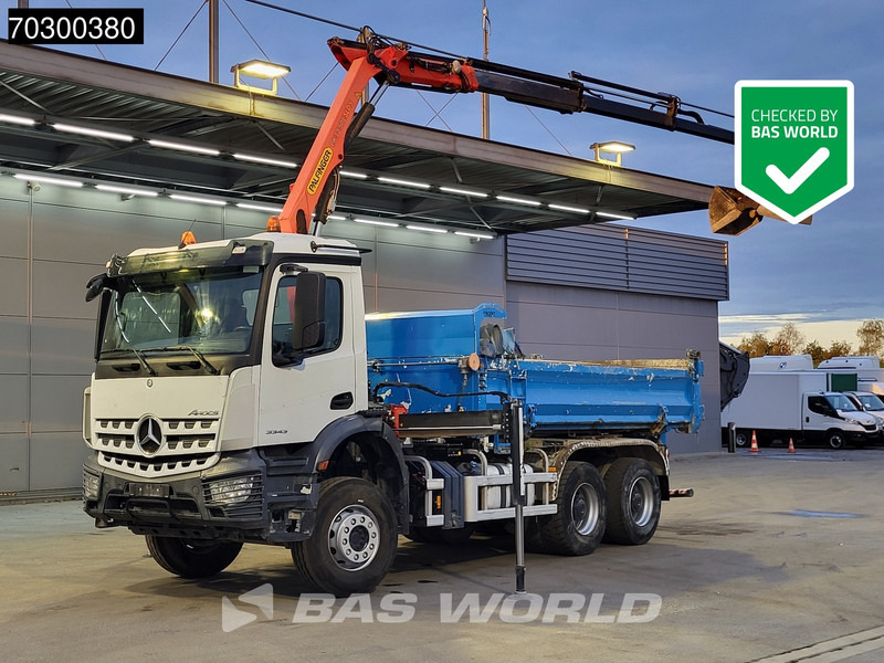 Mercedes-Benz Arocs 3343 6X4 Palfinger PK12.501 SLD Kran Crane 7m3 tipper Big-Axle Automatic Euro 6 - Самосвал камион, Камион с кран: снимка 1 Mercedes-Benz Arocs 3343 6X4 Palfinger PK12.501 SLD Kran Crane 7m3 tipper Big-Axle Automatic Euro 6 - Самосвал камион, Камион с кран: снимка 1