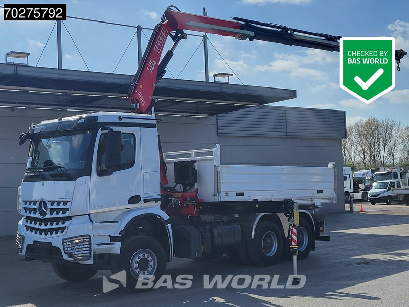 Mercedes-Benz Arocs 3348 6X4 Fasi F195A.2.24 Kran 3 sided tipper 9m3 Big-Axle Navi Euro 6 - Самосвал камион, Камион с кран: снимка 1 Mercedes-Benz Arocs 3348 6X4 Fasi F195A.2.24 Kran 3 sided tipper 9m3 Big-Axle Navi Euro 6 - Самосвал камион, Камион с кран: снимка 1