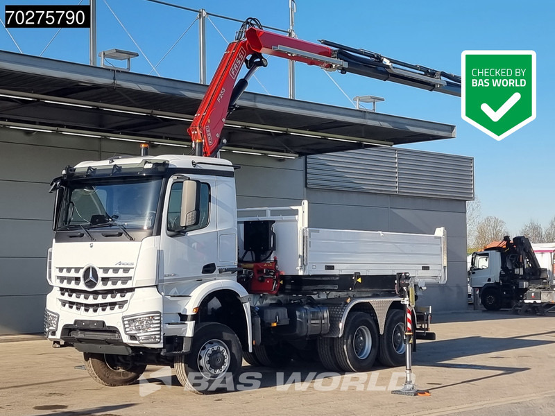 Mercedes-Benz Arocs 3348 6X6 Full Steel Retarder Fassi 25T/M Crane Kran Euro 6 - Самосвал камион, Камион с кран: снимка 1 Mercedes-Benz Arocs 3348 6X6 Full Steel Retarder Fassi 25T/M Crane Kran Euro 6 - Самосвал камион, Камион с кран: снимка 1