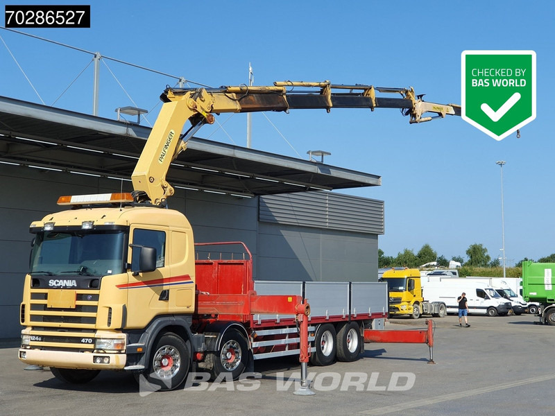 Scania 124G 470 8X4 Palfinger PK45000 C4 Crane Kran Fly-Jib Manual Steering Axle Euro 3 - Бордови камион, Камион с кран: снимка 1 Scania 124G 470 8X4 Palfinger PK45000 C4 Crane Kran Fly-Jib Manual Steering Axle Euro 3 - Бордови камион, Камион с кран: снимка 1