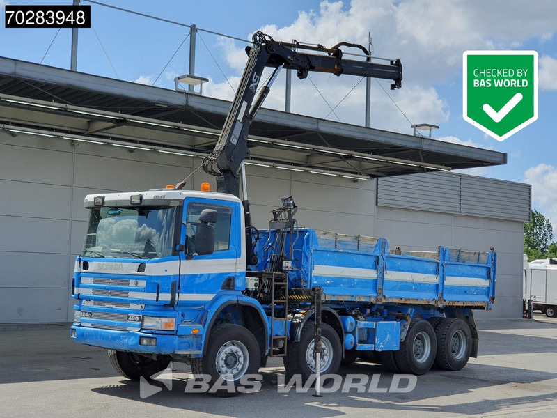 Scania G420 8X4 15m3 tipper Hiab 144 Crane Steelsuspension Manual Big-Axle Euro 3 - Самосвал камион, Камион с кран: снимка 1 Scania G420 8X4 15m3 tipper Hiab 144 Crane Steelsuspension Manual Big-Axle Euro 3 - Самосвал камион, Камион с кран: снимка 1