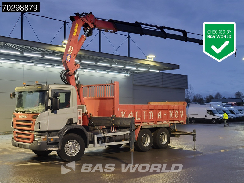 Scania P340 6X4 HMF 4220 K6 Crane Winch Tipper Full Steel Manual Gearbox - Самосвал камион, Камион с кран: снимка 1 Scania P340 6X4 HMF 4220 K6 Crane Winch Tipper Full Steel Manual Gearbox - Самосвал камион, Камион с кран: снимка 1