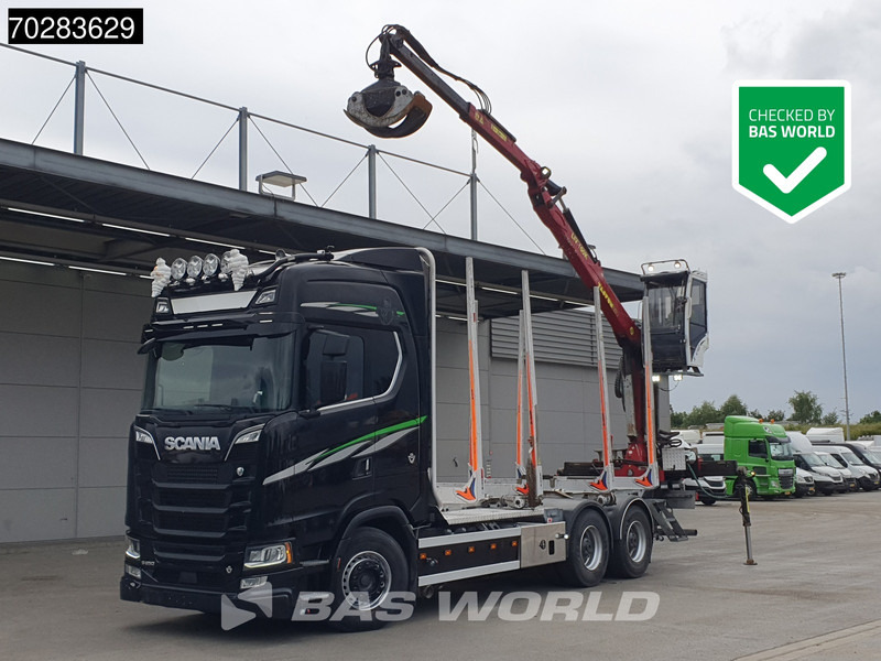 Scania S650 S 6X4 Tajfun LIV100K Kran Holztransport Retarder 3-Pedals Euro 6 - Камион за дърва, Камион с кран: снимка 1 Scania S650 S 6X4 Tajfun LIV100K Kran Holztransport Retarder 3-Pedals Euro 6 - Камион за дърва, Камион с кран: снимка 1